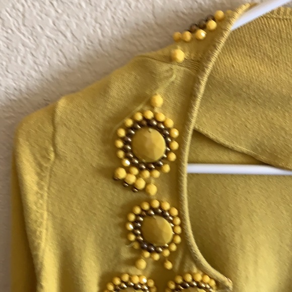 Milly Yellow Beaded Sweater Size P Gossip Girl - Picture 6 of 7